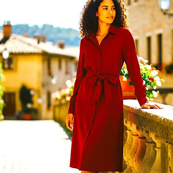 *NEW* J By JASON WU Woman Cabernet Red Knit Shirt Dress - Size 1X - Picture 1 of 8